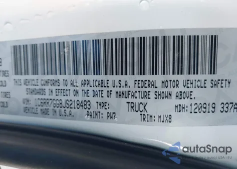 2018 Ram 1500 Big Horn Quad Cab 4X4 6'4 Box z USA, uszkodzony, nr VIN 1C6RR7GG8JS218483